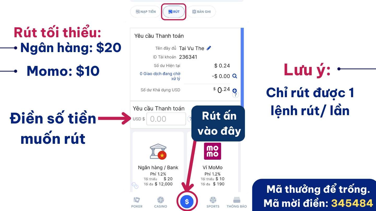 Rút tiền từ tài khoản WPT Global