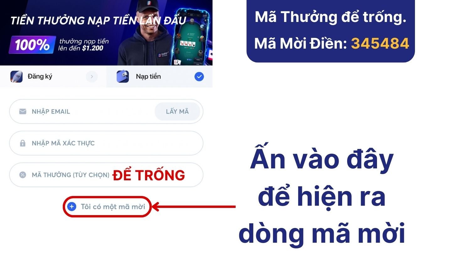 Cách điền mã mời WPT Global